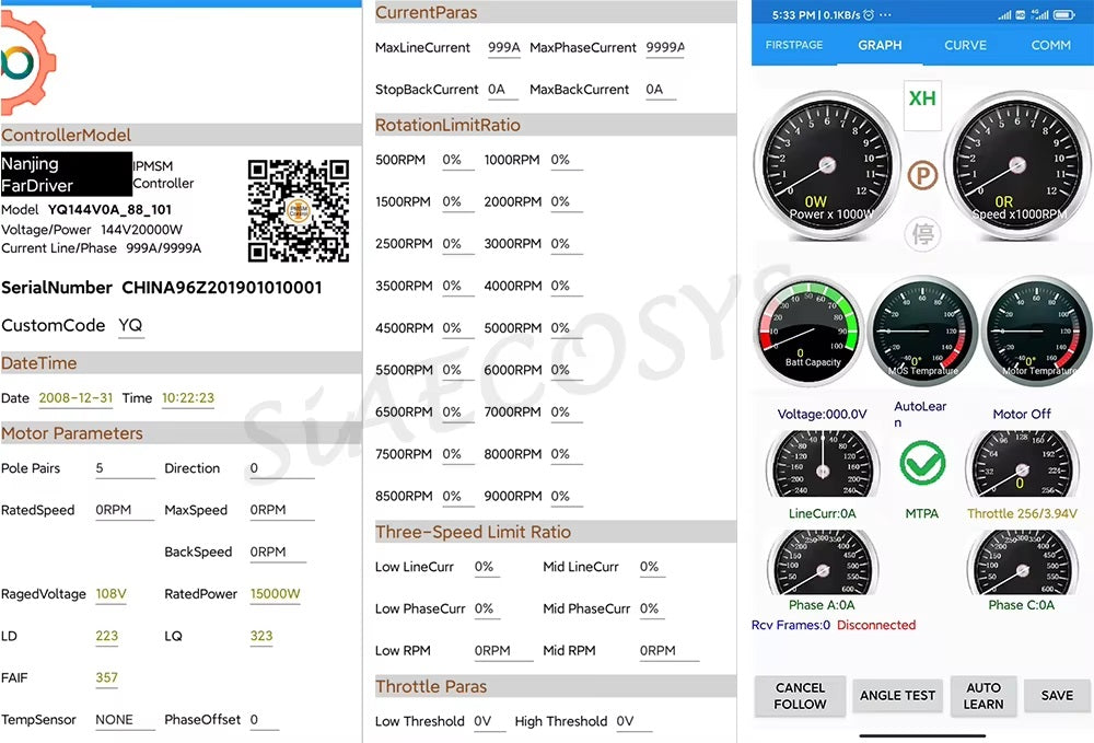 FarDriver ND72850 Controller 450A Peak 850A BLDC for 6-8KW Electric Motorcycle ATV Car Motor.
