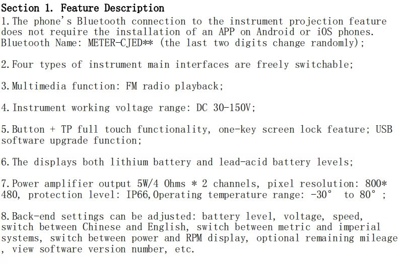 Touch Screen Electric Motorcycle Speedometer Navigation Display